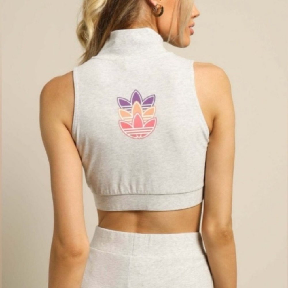 ADIDAS Grey Zip-Up Crop Top